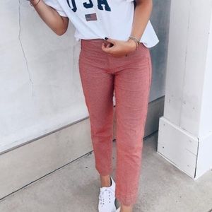 red gingham pants